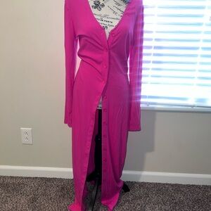 NWT SHEIN sexy Ribbed button- down Cardigan Dress Pink size XL